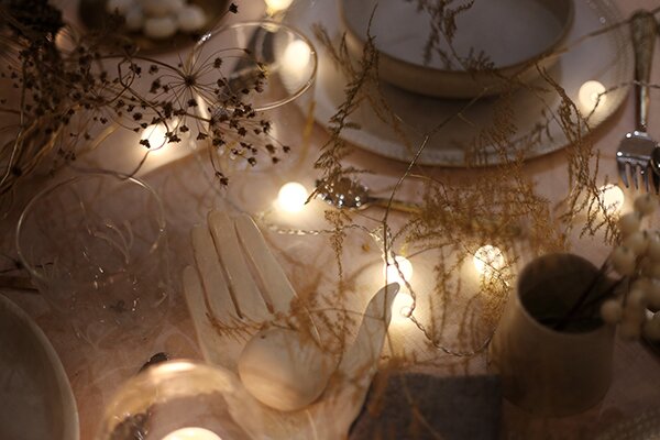 Table de Noel or et blanc